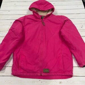 Schmidt Workwear Jacket sherpa Lined Canvas Hot Pink Sz Youth XL 18-20